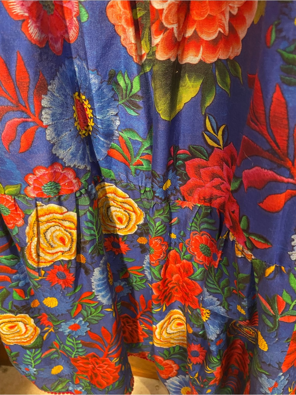 Embroidered Floral Blue Maxi Dress with Straps - Picture 4 of 7